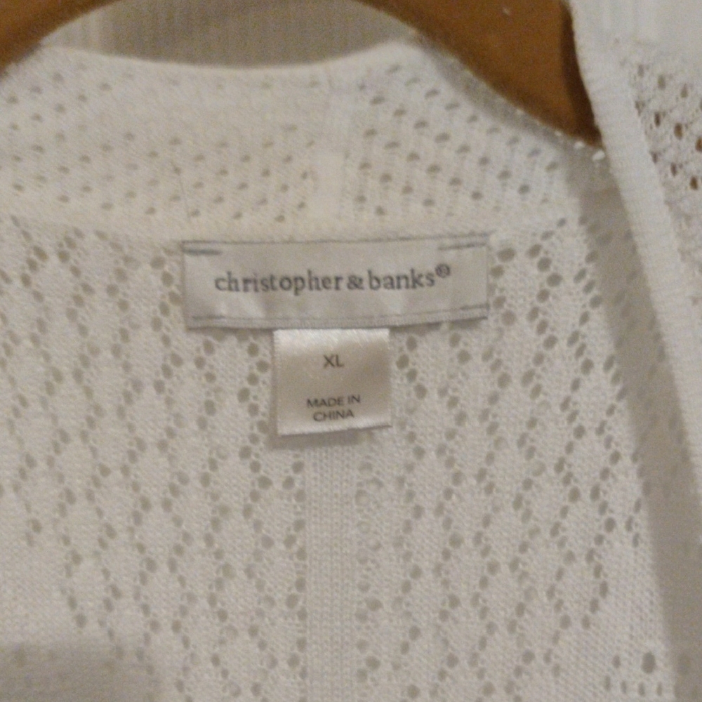 Christopher & Banks White Open-Front Cardigan - Picture 2 of 7